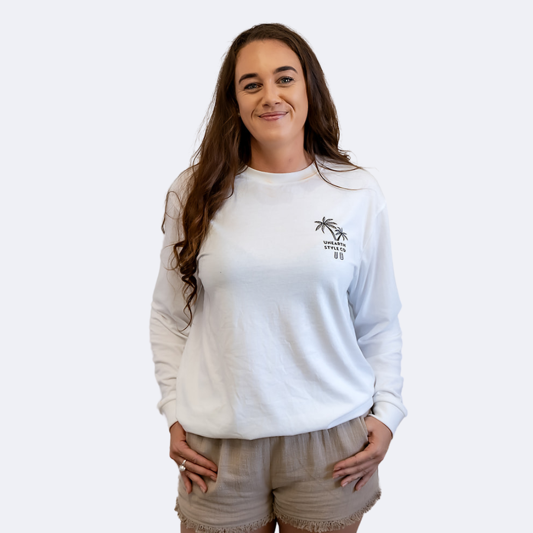 Horizon Palm Long Sleeve T Shirt Black Unisex