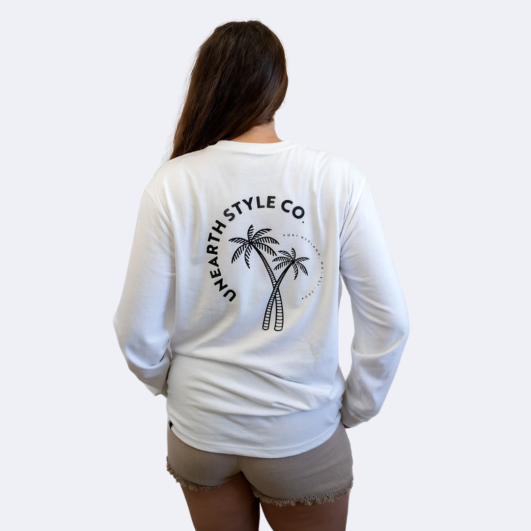 Horizon Palm Long Sleeve T Shirt Black Unisex