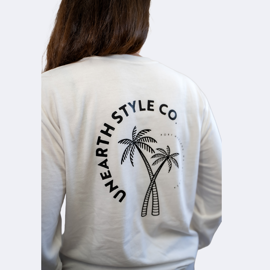 Horizon Palm Long Sleeve T Shirt Black Unisex